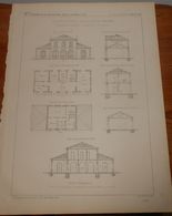 Plan De Type De Bâtiment De Voyageurs Pour Station De 4ème Classe Du Chemin De Fer D'Ancône à Bologne. 1861 - Obras Públicas