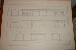 Plan De Type D'abris De Voyageurs.Chemin De Fer D'Ancône à Bologne. 1861 - Travaux Publics