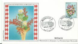 Lettre 1er Jour Monaco1983   Concours Internatonal Du Bouquet 1984 - Brieven En Documenten