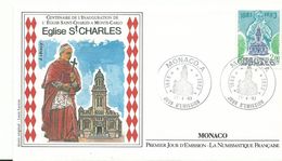 Lettre 1er Jour Monaco1983    Eglise St Charles - Brieven En Documenten