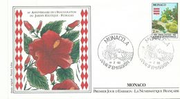 Lettre 1er Jour Monaco1983    50e Annversaire Du Jardin Exotique  Et Florarie - Brieven En Documenten