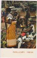 Carte,voeux,bonne Année,amour De L'afrique,scene De Vie Africaine,maison Familiale,enfant Qui Prend Le Sein - New Year