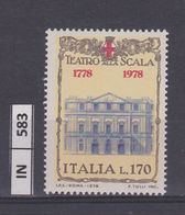 ITALIA REPUBBLICA, 1978	Teatro La Scala L. 170 Nuovo - 1971-80:  Nuovi