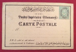 TURQUIE/EMPIRE OTTOMAN.  CARTOLINA POSTALE  CARTE POSTALE 1865. 20 PARA VERT. - Lettres & Documents