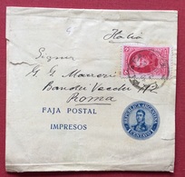 REPUBBLICA ARGENTINA FAJKA POSTAL IMPRESOS FASCETTA POSTALE DA RIO LA PLATA A ROMA 1908 - Brieven En Documenten