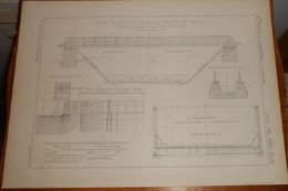 Plan De Type De Passage En Dessus Avec Poutres En Treillis. Ligne D'Italie Par La Vallée Du Rhône Et Le Simplon. 1861 - Obras Públicas