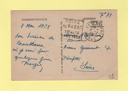 Daguin - Foire De Rabat 1er Au 15 Avril 1928 - Carte En FM - Maroc - Storia Postale