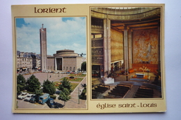 Lorient (56) La Place Alsace Lorraine Et L'eglise Saint Louis Ediffice En Granit Construit En 1954-1955 - Lorient