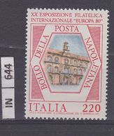 ITALIA REPUBBLICA, 1980	Esposizione Filatelica Nuovo - 1971-80:  Nuovi