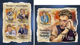 CENTRAL AFRICA 2018 MNH** Johnny Hallyday Music M/S+S/S - OFFICIAL ISSUE - DH1807 - Musica
