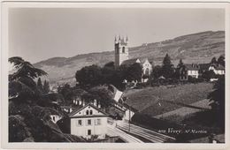 Carte Photo,Vevey Saint Martin,district Riviera Pays D'enaut,ville à Foire ,vigne,église,la Gare,suisse - Vevey