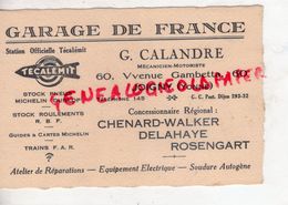 89- JOIGNY- RARE CARTE GARAGE DE FRANCE- G. CALANDRE-60 AV. GAMBETTA- TECALEMIT-CHENARD WALKER-ROSENGART-DELAHAYE - Automobile