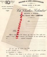 87- LIMOGES- RARE LETTRE ED. CHARLES COLOMBIER-RELIURES LUXE INDUSTRIELLES- RELIEUR DOREUR-5 RUE CRUCHE D' OR- - Drukkerij & Papieren