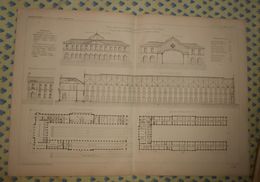 Plan De La Gare Centrale De Lisbonne. Chemin De Fer Du Nord Et De L'Est Portugais. 1866 - Travaux Publics