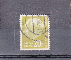 SARRE     Annee 1957     President Heuss  20f Jaune-olive     Y.T. N°399   Oblitere - Gebraucht