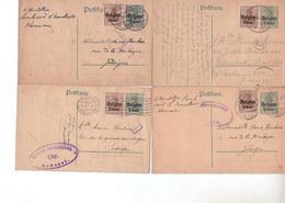 Entier Postal Occupation Allemande - Cartes Avec Complément D'affranchissement - Lot De 4 Cartes - Occupation Allemande