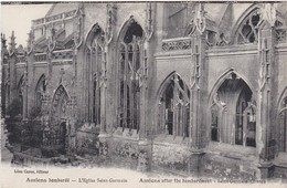 Military Postcard.  France Amiens After The Bombardment. Beranger Street. St Germain Church - Amiens