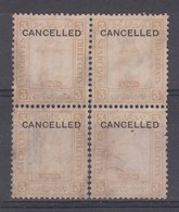 Maldive Islands 1933 3c Unused Block 4 Cancelled - Maldives (...-1965)