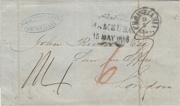 1860- Letter From CHRISTIANA To London - Several Rating - " Via Ostende " - Covers & Documents