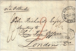 1858- Letter From Copenhagen To London - Several Rating - " Via Ostende " - Lettres & Documents