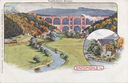 Litho AK Barthmühle Elstertalbrücke Eisenbahn Brücke A Pöhl Jocketa Trieb Liebau Steinsdorf Jössnitz Röttis Vogtland - Pöhl