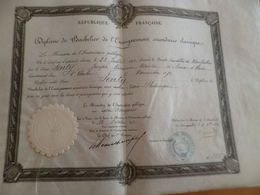 Diplôme Velin Bachelier Enseignement Secondaire Sceau Autographes Montpellier 1892 Senty 44 X 27.5 Environs - Diplomas Y Calificaciones Escolares