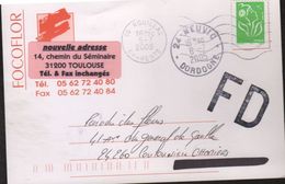 Fausse Direction Sur Carte D'avis De Passage 16 Rouillac 5-7 2005 Pour 24260 Coulounieix Chamiers - Lettres & Documents