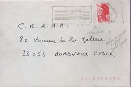 Lettre Avec Timbre 2,20 Liberté Rouge Grand Format Non Dentelé En Bas Extrait D'un Carnet à Plat De 20 Timbres - Lettres & Documents