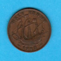 GREAT BRITAIN   1/2 PENNY 1942 (KM # 844) #5099 - C. 1/2 Penny