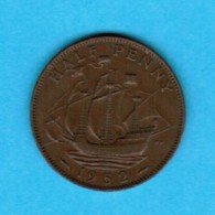 GREAT BRITAIN   1/2 PENNY 1952 (KM # 868) #5102 - C. 1/2 Penny