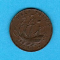GREAT BRITAIN   1/2 PENNY 1954 (KM # 896) #5103 - C. 1/2 Penny