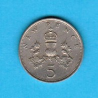 GREAT BRITAIN   5 NEW PENCE 1969 (KM # 911) #5114 - 5 Pence & 5 New Pence