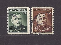 Slovakia Slowakei 1939 Gest ⊙ Mi 67-68 C Sc 43-43A J.Tiso. SLOVENSKO. C2 - Gebruikt