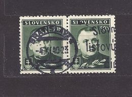 Slovakia Slowakei 1939 Gest ⊙ Mi 67 Sc 43 J.Tiso. SLOVENSKO. Zweierstreifen, Strip Of Two. - Gebruikt