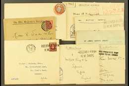 MARITIME MAIL GB Small Group, We See WWI Dumb Circle Of Bars, Four Covers Incl. One Ex. HMS Crescent, Another With Strai - Other & Unclassified