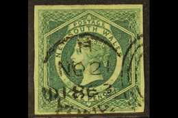 NEW SOUTH WALES 1854-59 5d Dull Green Diadem, SG 88, Very Fine With Four Good Margins And Neat Part Upright Duplex, Roya - Andere & Zonder Classificatie