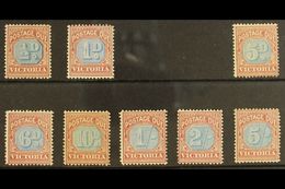 VICTORIA POSTAGE DUES 1890-94 Set Complete (missing 2d & 4d), SG D1-10, Fine Mint, The 10d Without Gum. Fresh & Attracti - Sonstige & Ohne Zuordnung