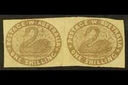 WESTERN AUSTRALIA 1854-55 1s Grey- Brown Imperf, SG 4c, Unused REJOINED HORIZONTAL PAIR With Full Margins & Fabulous Fre - Other & Unclassified