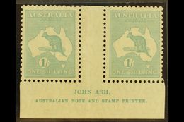 1929-30 Small Multiple Wmk 1s Blue-green Roo (SG 109), Ash Imprint Pair With "N" Over "A", BW 34za, Fine Mint  For More  - Altri & Non Classificati
