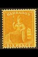 1875-81 6d Chrome-yellow, Wmk Crown CC, Perf.14, SG 79, Mint, Part O.G. For More Images, Please Visit Http://www.sandafa - Barbados (...-1966)