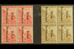 1893 1d Carmine And 2d Bistre Ovptd, SG 38/39, In Very Fine Mint Blocks Of 4. For More Images, Please Visit Http://www.s - Andere & Zonder Classificatie