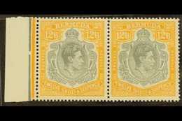 1938-52 12s6d Grey And Brownish Orange, SG 120a, Mint Lightly Hinged PAIR, One Stamp Never Hinged. Royal Certificate. Fo - Bermudas