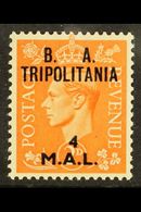 TRIPOLITANIA 1950 4l On 2d Orange, Variety "Misaligned Surch", SG T17a, Very Fine Mint. Scarce. For More Images, Please  - Italienisch Ost-Afrika