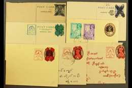 JAPANESE OCCUPATION POSTAL STATIONERY With Postal Cards Of Burma KGV 9p With Violet Cross And Red Chop Alongside Unused, - Birmania (...-1947)