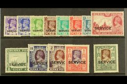 OFFICIALS 1939 KGVI "Service" Overprinted Set, SG O15/27, Very Lightly Hinged Mint (13 Stamps) For More Images, Please V - Birmania (...-1947)