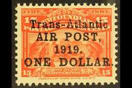 1919 $1 On 15c Bright Scarlet Trans Atlantic Air Post, SG 143, Very Fine And Fresh Mint. For More Images, Please Visit H - Otros & Sin Clasificación