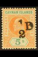 1907 ½d On 5s Salmon & Green, SG 18, Fine Mint. For More Images, Please Visit Http://www.sandafayre.com/itemdetails.aspx - Caimán (Islas)