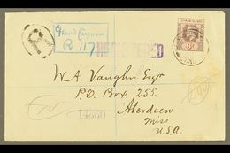 1916 (24 Jan) Registered Cover To USA, Bearing 1907-09 6d Stamp (SG 30) Tied By "George Town" Cds, With Registration Cac - Cayman (Isole)