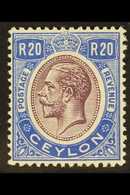 1927 20r Dull Purple And Blue, SG 367, Never Hinged Mint. Superb! For More Images, Please Visit Http://www.sandafayre.co - Ceylan (...-1947)