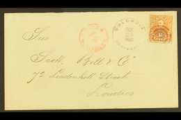 1889 COVER TO ENGLAND Bearing 1886 10c Orange Tied By Cartegena Violet Duplex Of OCT 29, 1889, Red "TRANSITO / COLON" Al - Colombie